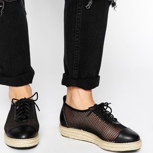 Truffle Mesh Lace Up Espadrilles